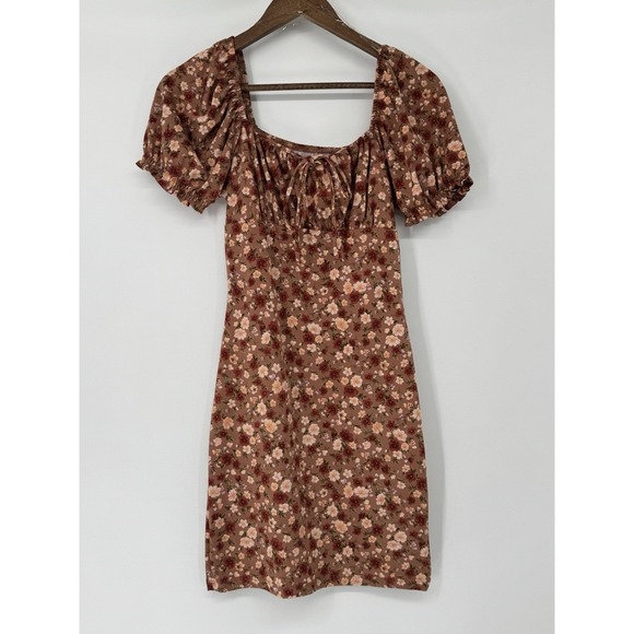The Unbranded Brand Dresses & Skirts - Boho Floral Milkmaid Mini Dress Small Short Sleeve Fall Stretch Bodycon Babydoll